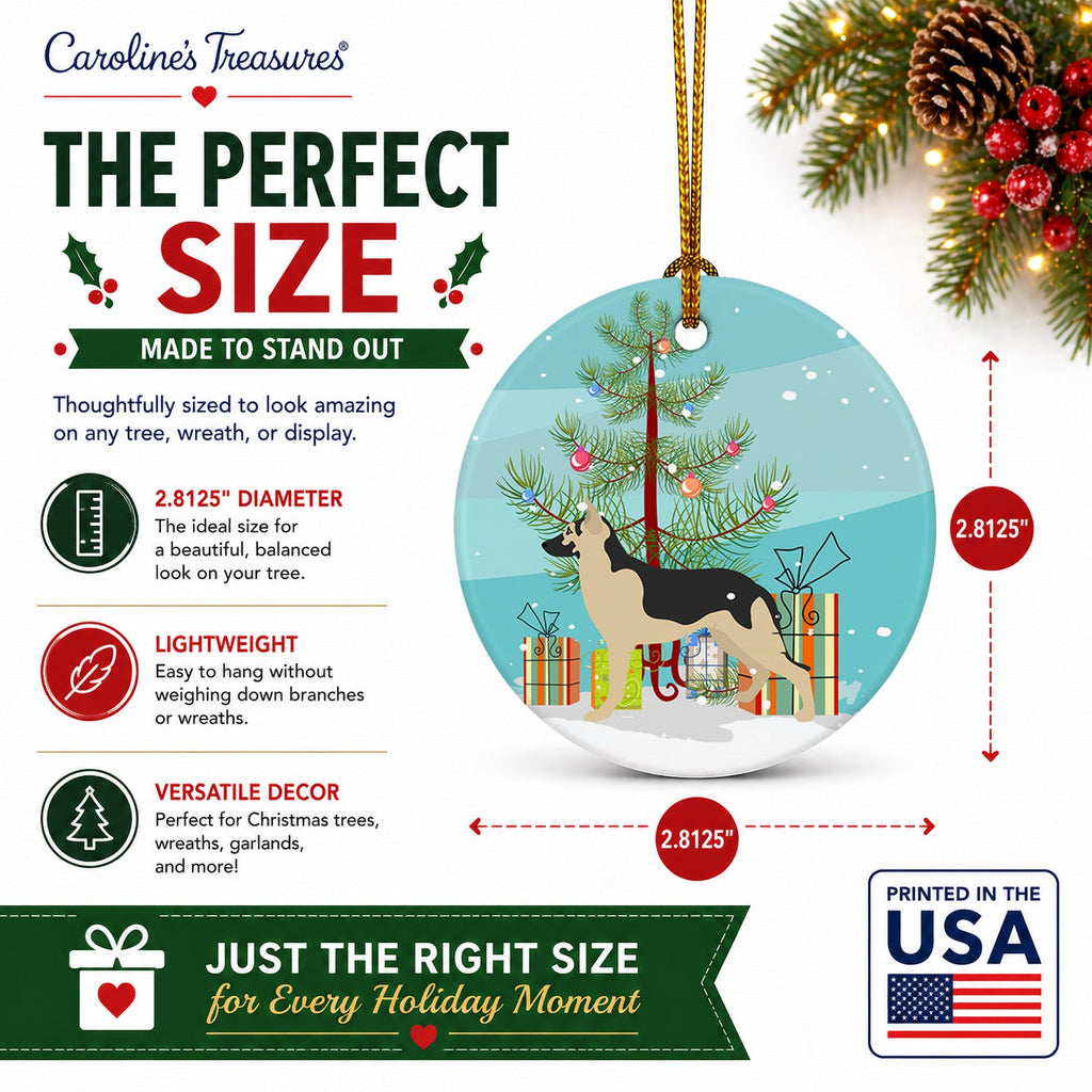 German Shepherd Christmas Ceramic Ornament Christmas Tree Hanging Decorations for Home Christmas Holiday, Party, Gift, 3 in, Multicolor