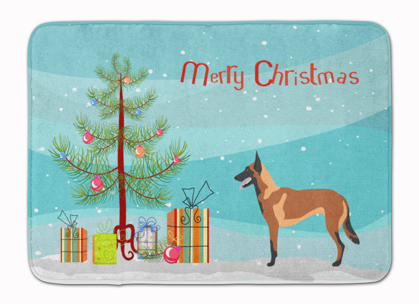 Malinois Belgian Shepherd Christmas Memory Foam Kitchen Mat Machine Washable Anti-Fatigue Cushion Comfort Bath or Kitchen Rug