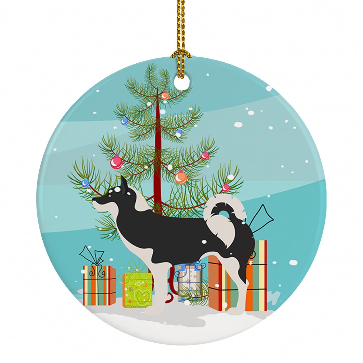 Greenland Dog Christmas Ceramic Ornament Christmas Tree Hanging Decorations for Home Christmas Holiday, Party, Gift, 3 in, Multicolor