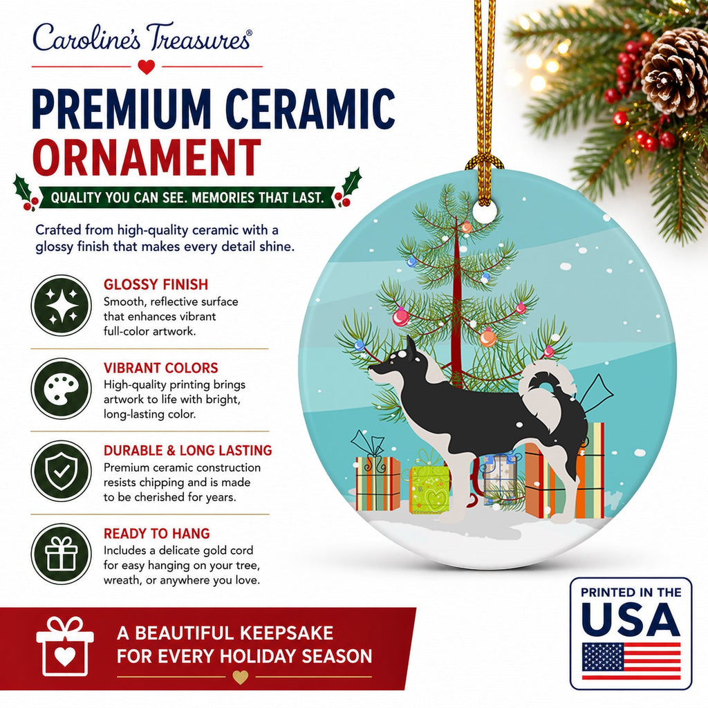 Greenland Dog Christmas Ceramic Ornament Christmas Tree Hanging Decorations for Home Christmas Holiday, Party, Gift, 3 in, Multicolor