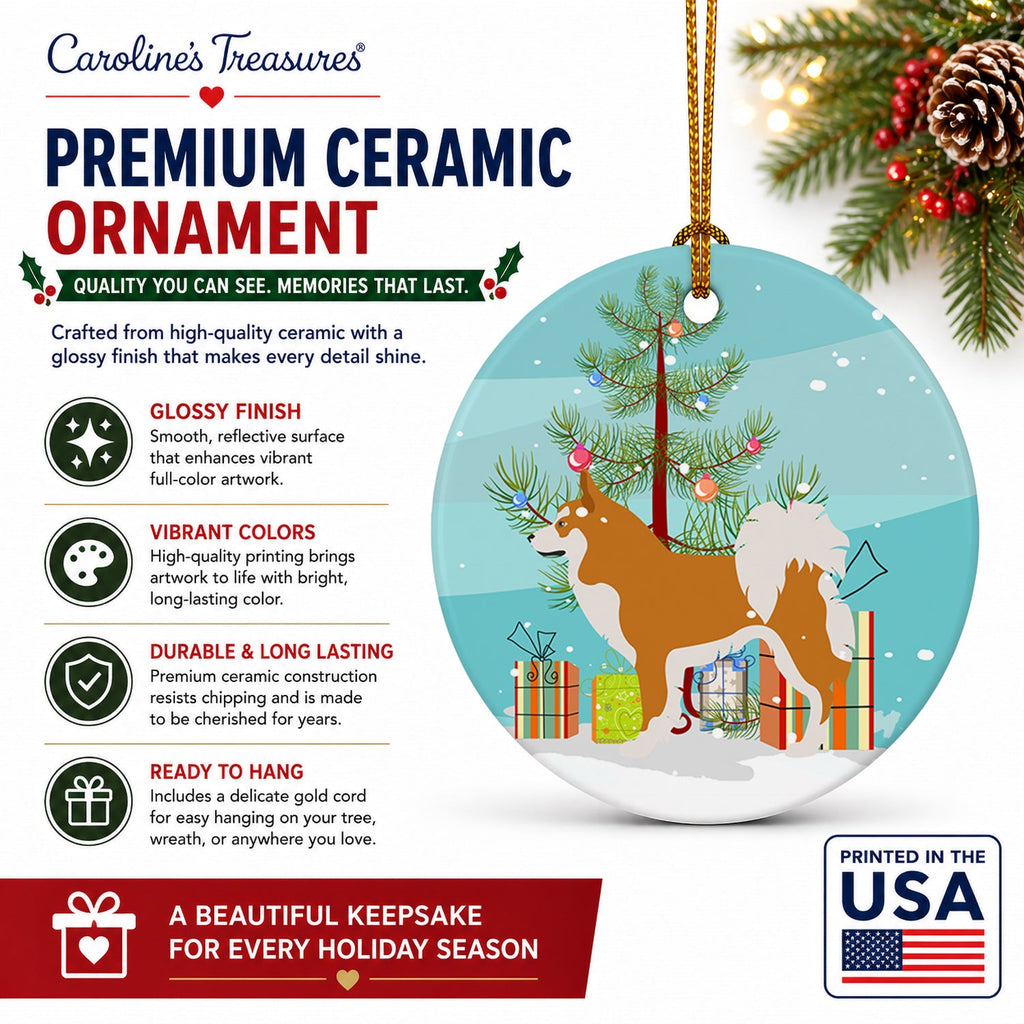 Icelandic Sheepdog Christmas Ceramic Ornament Christmas Tree Hanging Decorations for Home Christmas Holiday, Party, Gift, 3 in, Multicolor