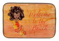 Mermaid Welcome Orange Dish Drying Mat Absorbent Dish Drying Mat Pad for Kitchen Counter Dish Drainer Mat for Countertop, 14 x 21", Multicolor