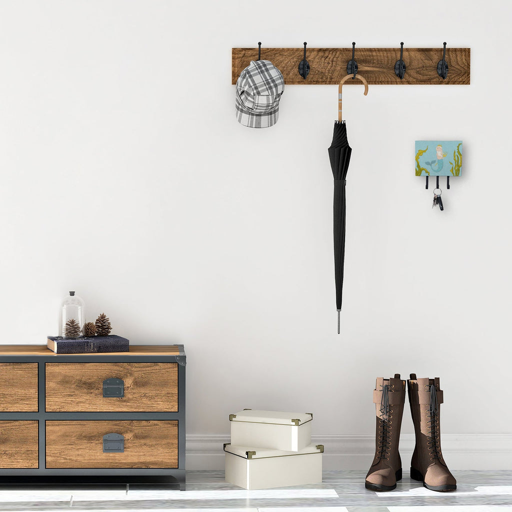 Neptune Merman Leash or Key Holder Wall Hooks, Coat Rack Wall Mount, for Hanging Keys, Towels, Aprons, Leashes
