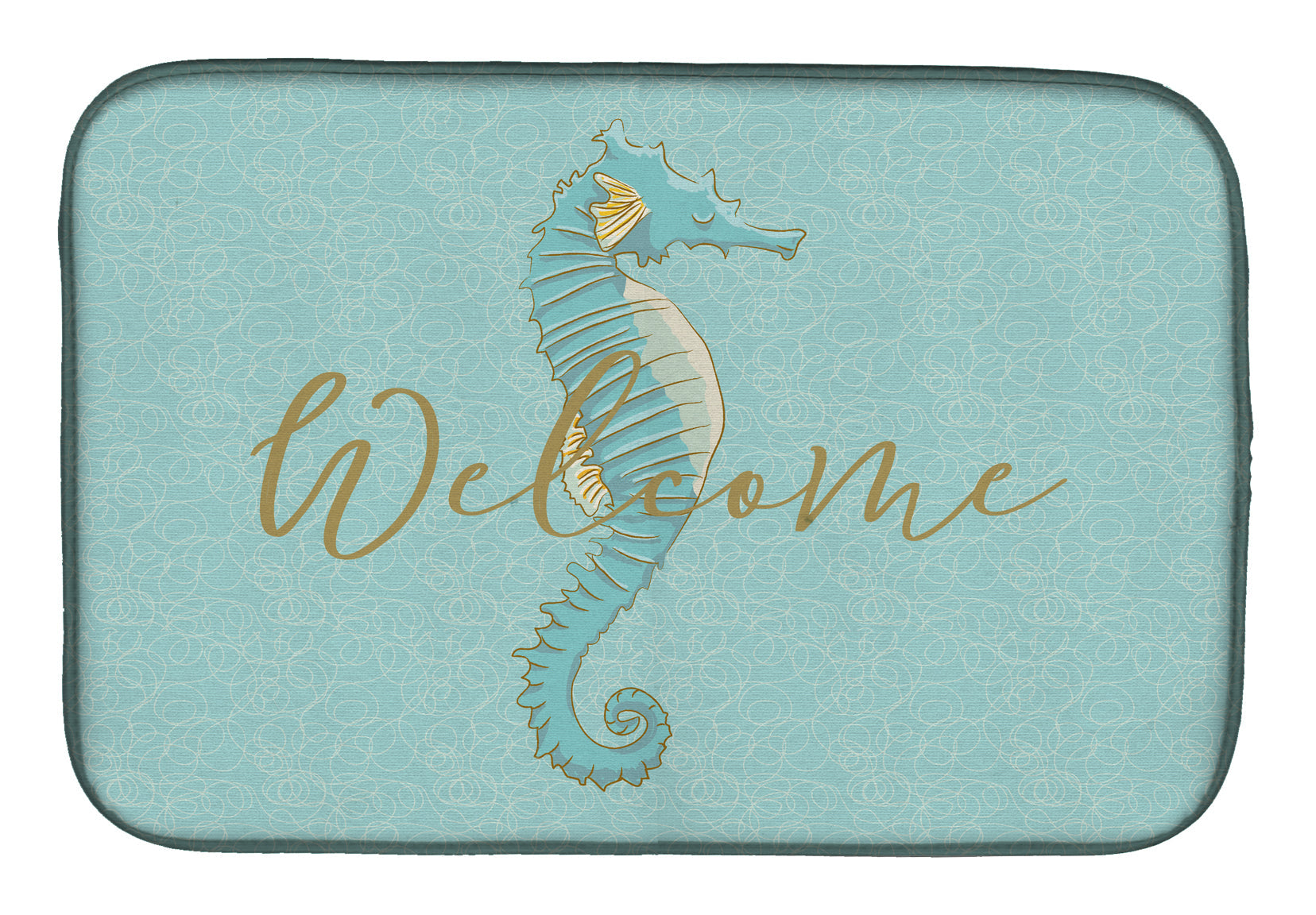 Seahorse Welcome Dish Drying Mat Absorbent Dish Drying Mat Pad for Kitchen Counter Dish Drainer Mat for Countertop, 14 x 21", Multicolor