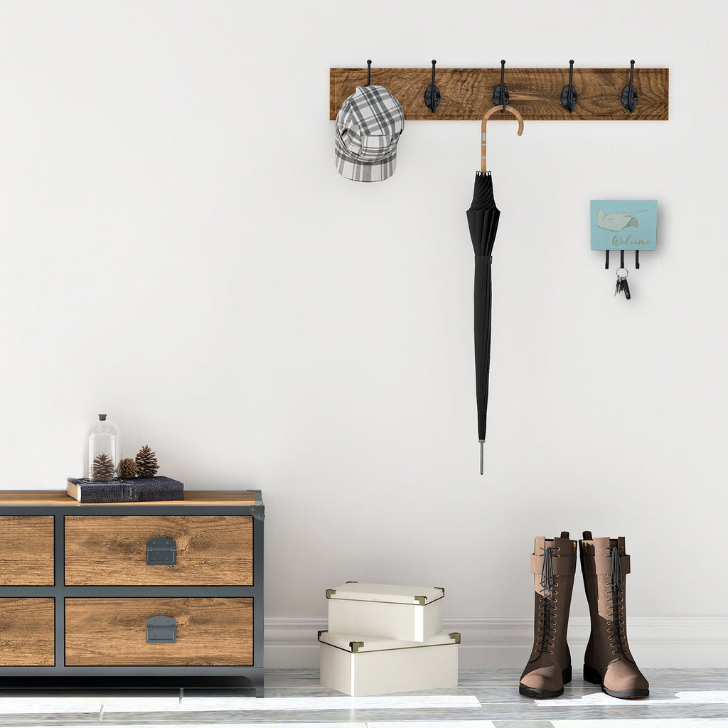 Sting Ray Welcome Leash or Key Holder Wall Hooks, Coat Rack Wall Mount, for Hanging Keys, Towels, Aprons, Leashes