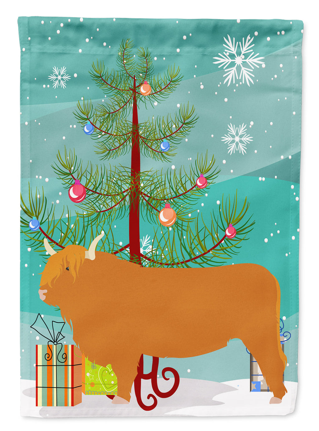 Highland Cow Christmas Garden Flag Mailbox Decorative Yard Banner Outside Patio Artwork for Flower Beds, Garden Size, Multicolor
