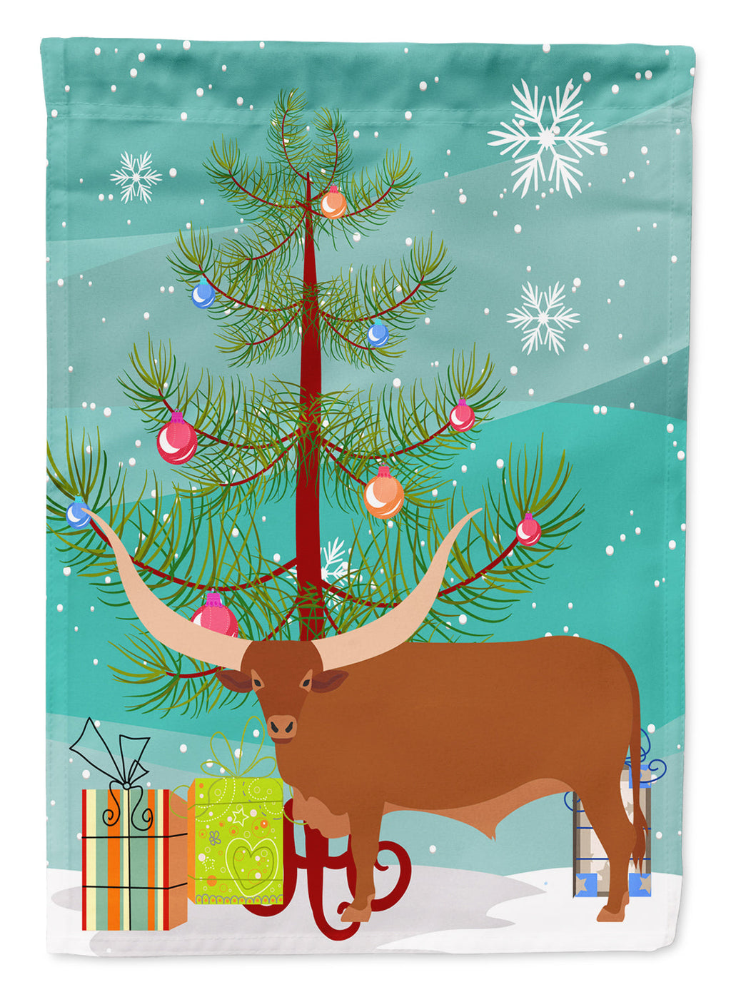 Ankole-Watusu Cow Christmas Garden Flag Mailbox Decorative Yard Banner Outside Patio Artwork for Flower Beds, Garden Size, Multicolor