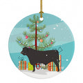 Black Angus Cow Christmas Ceramic Ornament Christmas Tree Hanging Decorations for Home Christmas Holiday, Party, Gift, 3 in, Multicolor