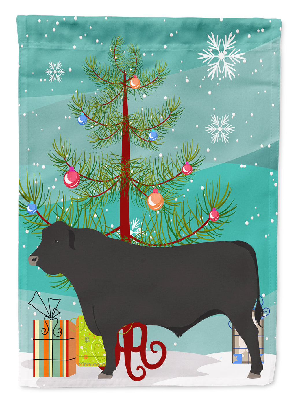 Black Angus Cow Christmas Garden Flag Mailbox Decorative Yard Banner Outside Patio Artwork for Flower Beds, Garden Size, Multicolor
