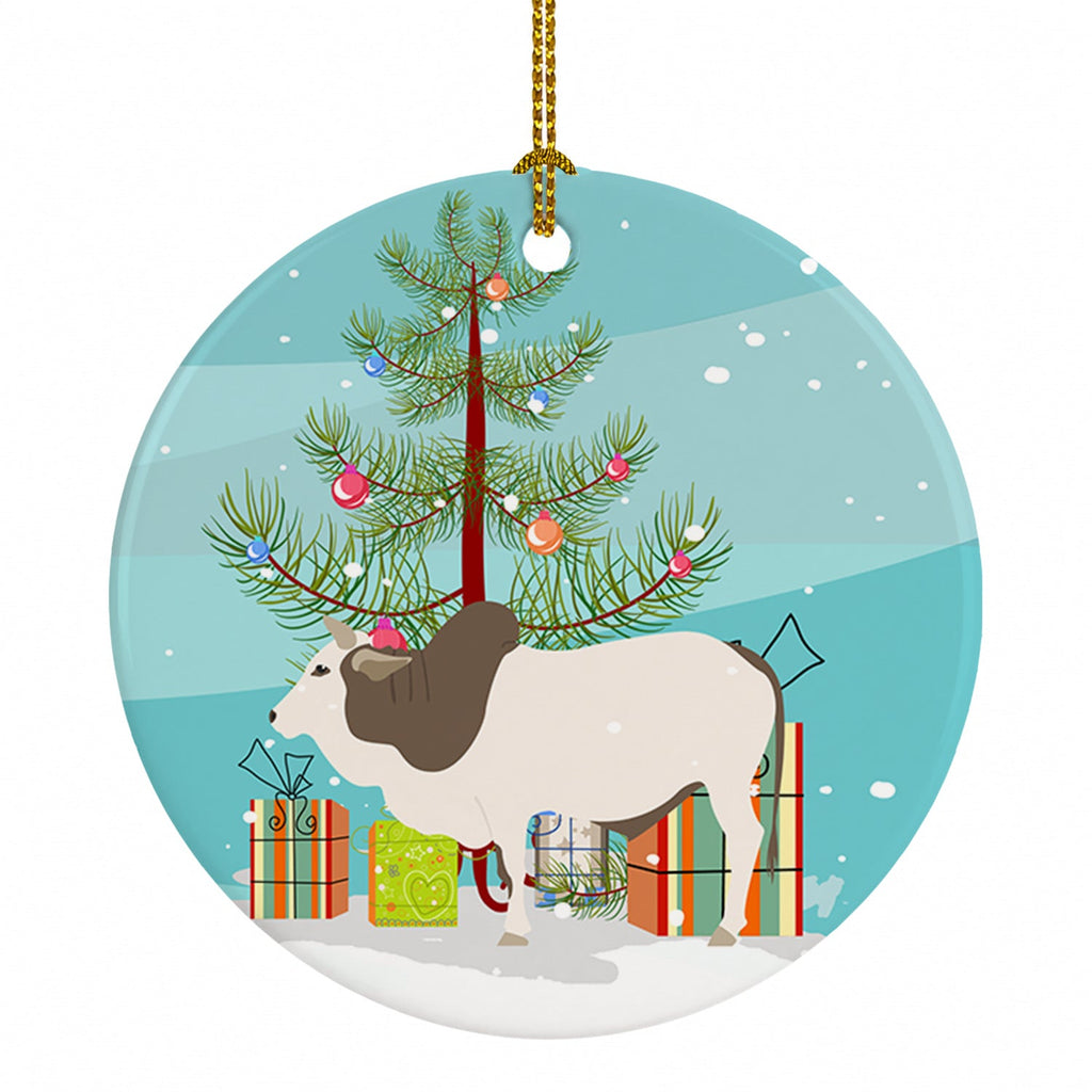 Malvi Cow Christmas Ceramic Ornament Christmas Tree Hanging Decorations for Home Christmas Holiday, Party, Gift, 3 in, Multicolor