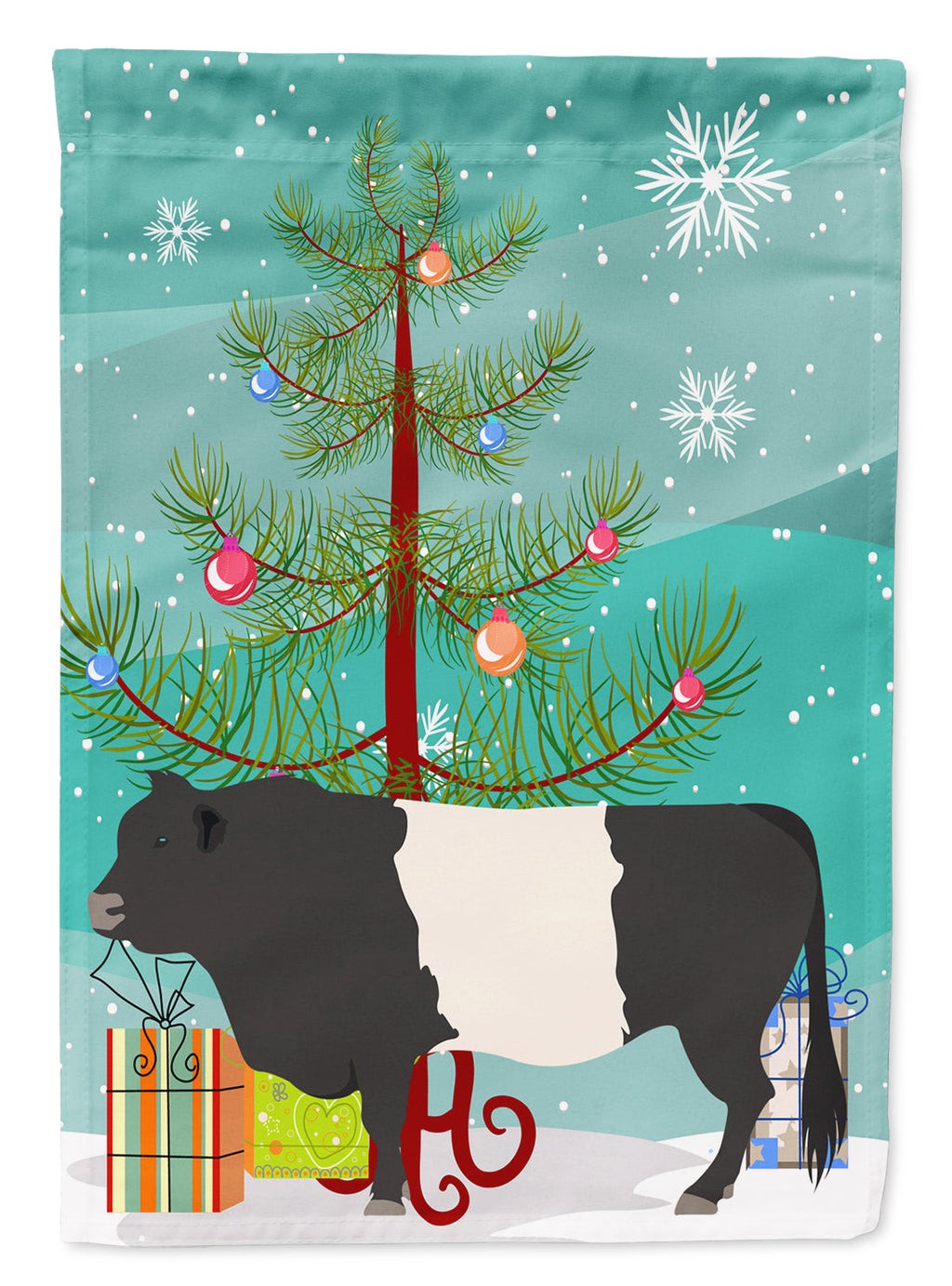 Belted Galloway Cow Christmas Garden Flag Mailbox Decorative Yard Banner Outside Patio Artwork for Flower Beds, Garden Size, Multicolor