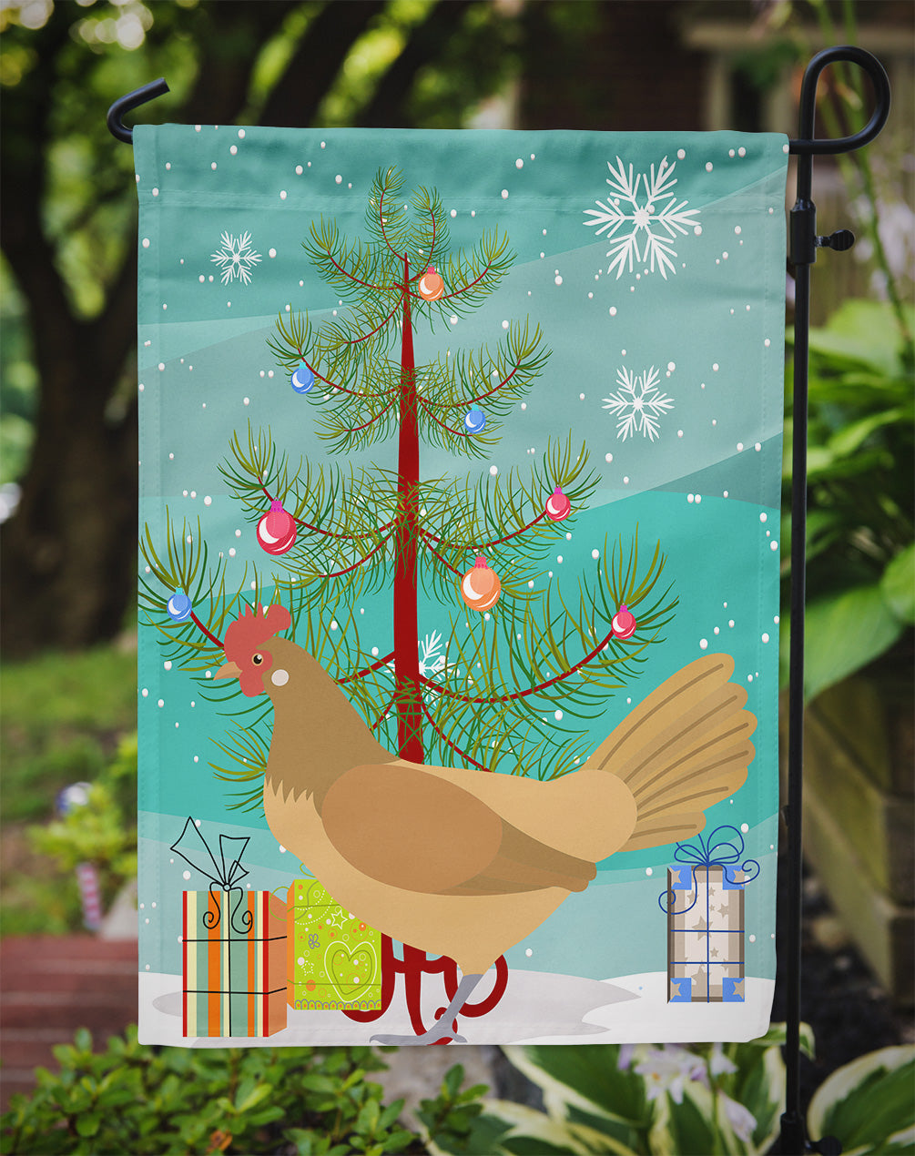Frisian Friesian Chicken Christmas Garden Flag Mailbox Decorative Yard Banner Outside Patio Artwork for Flower Beds, Garden Size, Multicolor