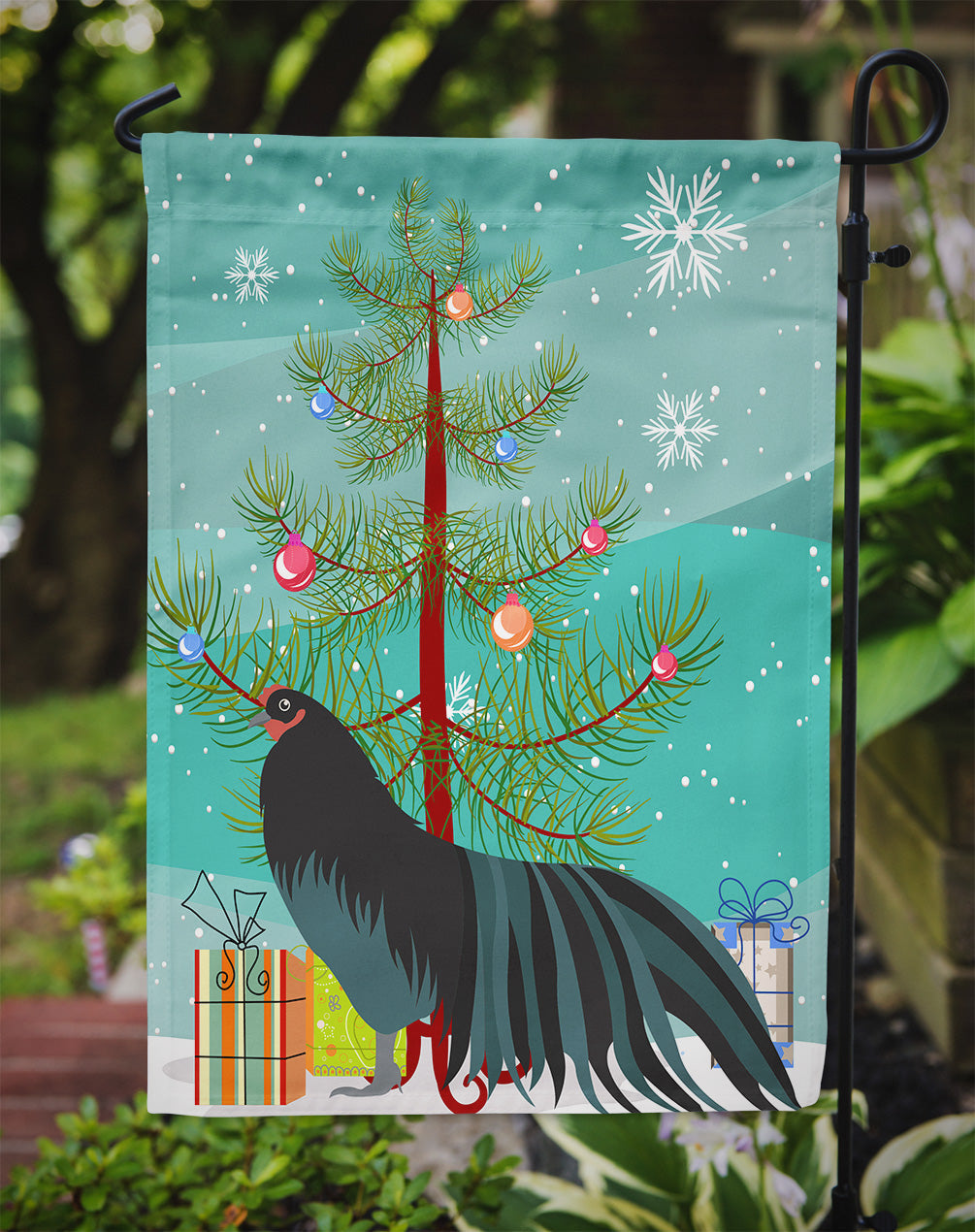 Sumatra Chicken Christmas Garden Flag Mailbox Decorative Yard Banner Outside Patio Artwork for Flower Beds, Garden Size, Multicolor