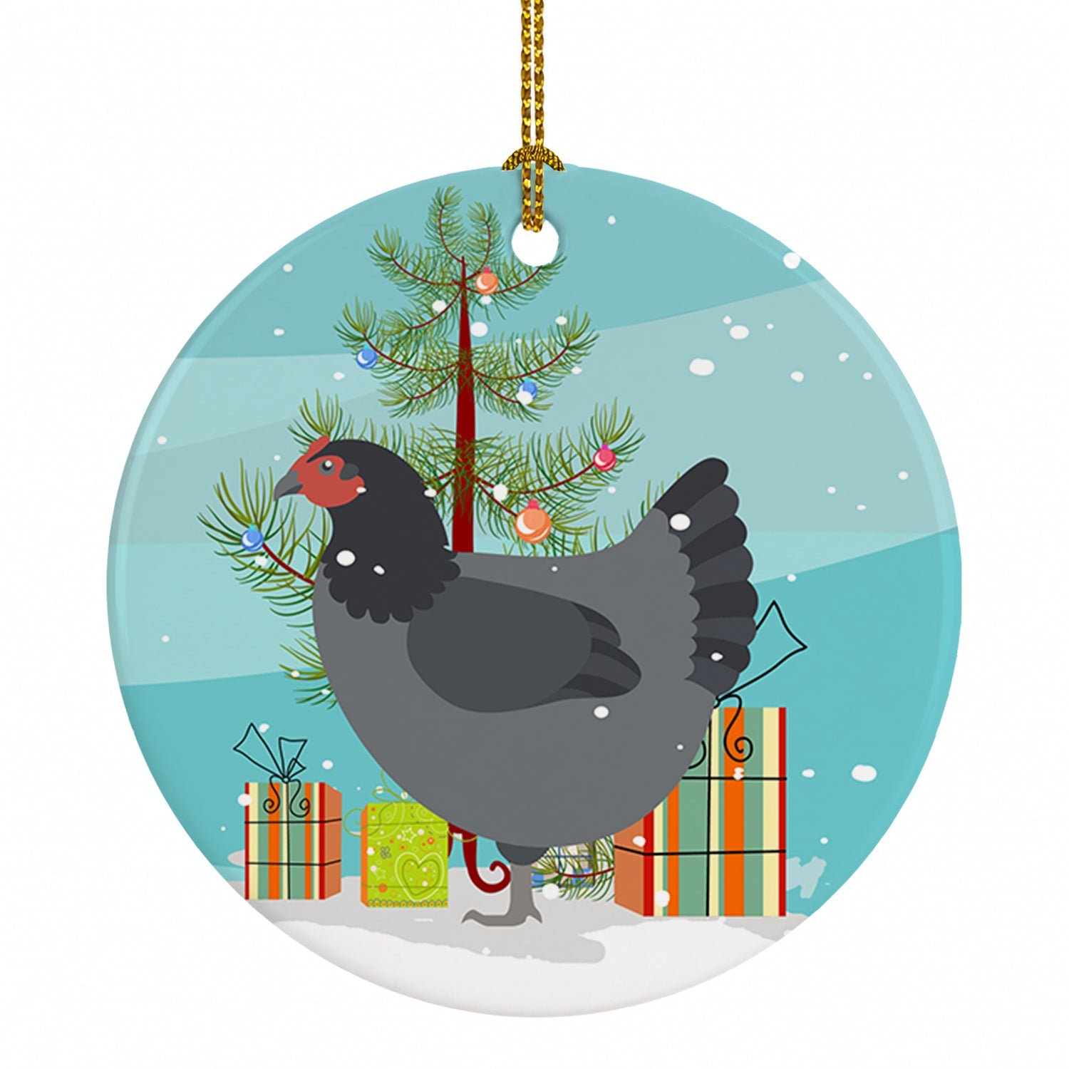Jersey Giant Chicken Christmas Ceramic Ornament Christmas Tree Hanging Decorations for Home Christmas Holiday, Party, Gift, 3 in, Multicolor