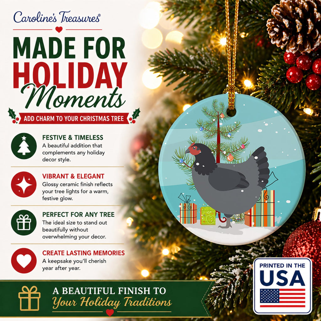 Jersey Giant Chicken Christmas Ceramic Ornament Christmas Tree Hanging Decorations for Home Christmas Holiday, Party, Gift, 3 in, Multicolor