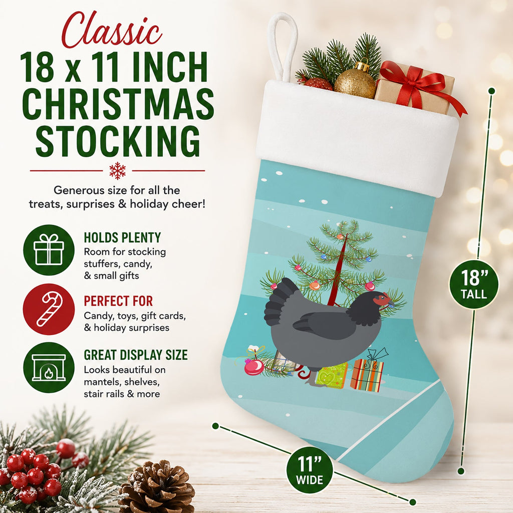 Jersey Giant Chicken Christmas Holiday Stocking Double-Sided Print, Polyester Suede,11x18, Made in USA