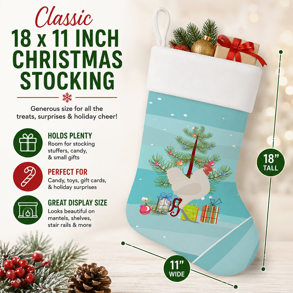 German Langshan Chicken Christmas Holiday Stocking Double-Sided Print, Polyester Suede,11x18, Made in USA