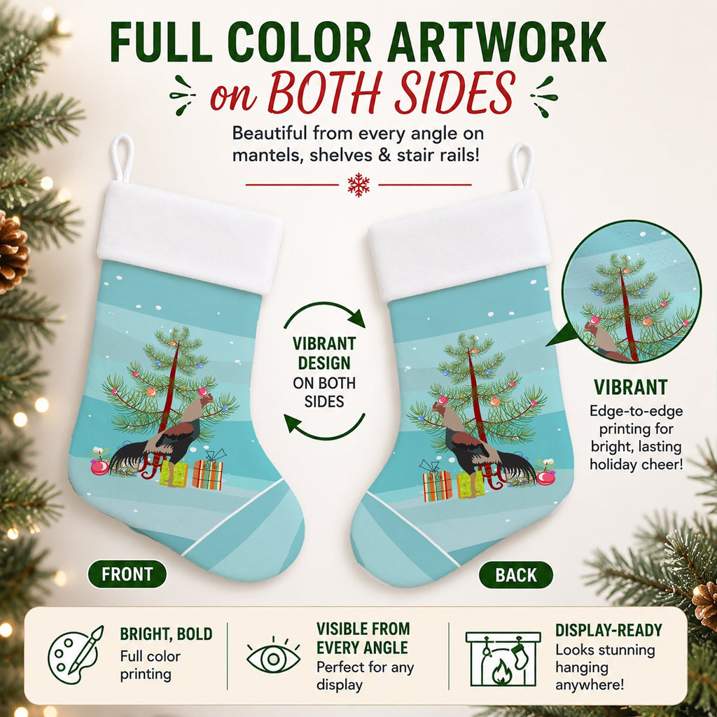 Kulang Chicken Christmas Holiday Stocking Double-Sided Print, Polyester Suede,11x18, Made in USA