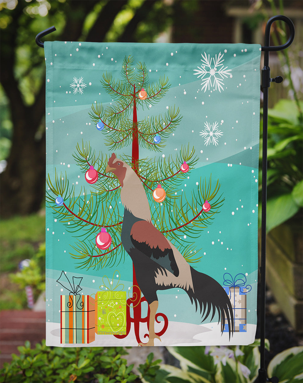 Kulang Chicken Christmas Garden Flag Mailbox Decorative Yard Banner Outside Patio Artwork for Flower Beds, Garden Size, Multicolor