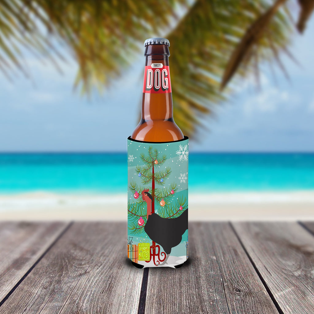 Naked Neck Chicken Christmas Slim Can Hugger , Insulated Foam Hugger for 12 oz Slim Cans, Beer Bottles & Water Bottles, Printed in USA