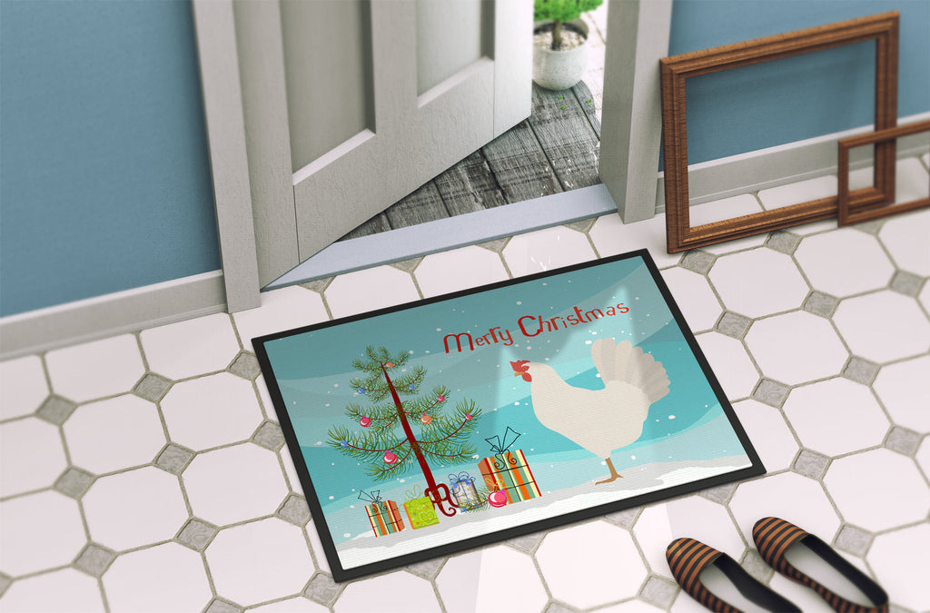Leghorn Chicken Christmas Doormat Indoor Outdoor 18H X 27W Front Door Mat Rugs for Entryway, Non Slip Washable