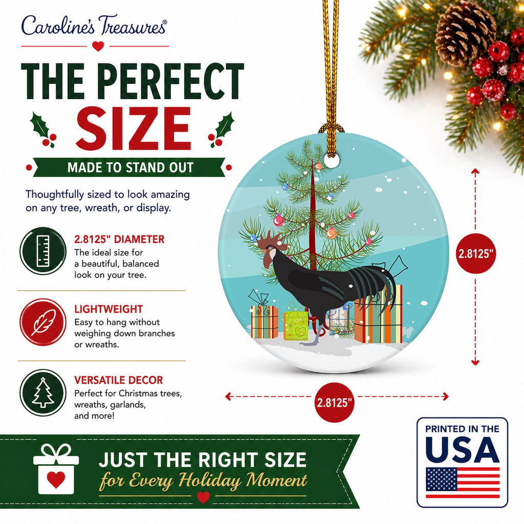 Minorca Ctalalan Chicken Christmas Ceramic Ornament Christmas Tree Hanging Decorations for Home Christmas Holiday, Party, Gift, 3 in, Multicolor