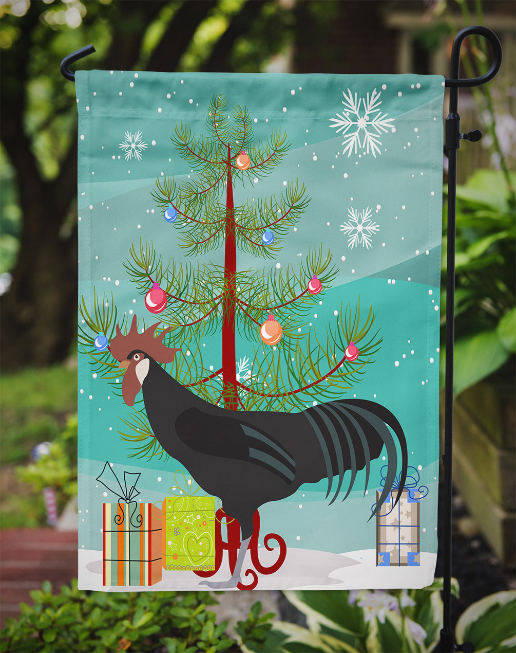 Minorca Ctalalan Chicken Christmas Garden Flag Mailbox Decorative Yard Banner Outside Patio Artwork for Flower Beds, Garden Size, Multicolor