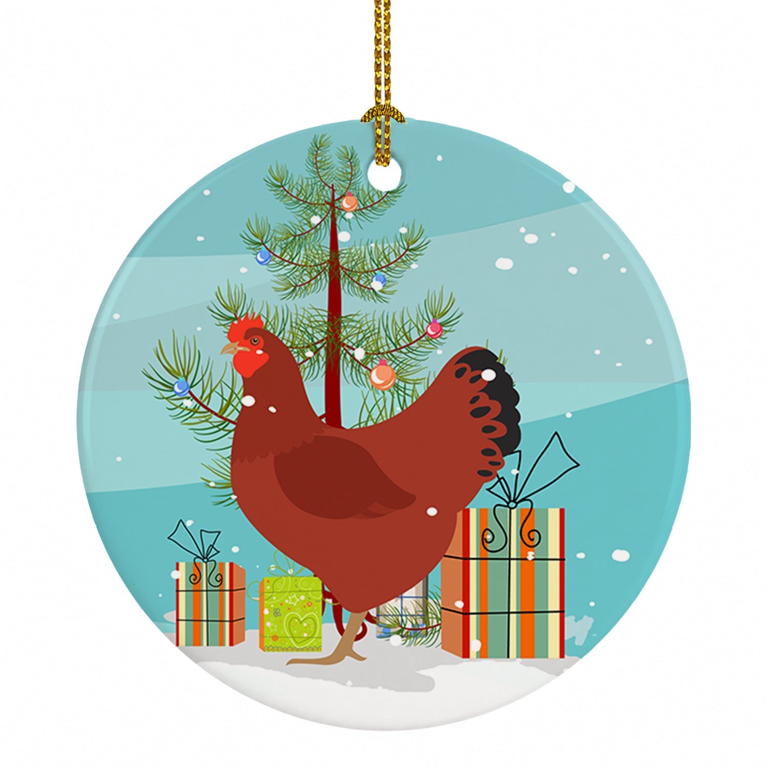 New Hampshire Red Chicken Christmas Ceramic Ornament Christmas Tree Hanging Decorations for Home Christmas Holiday, Party, Gift, 3 in, Multicolor