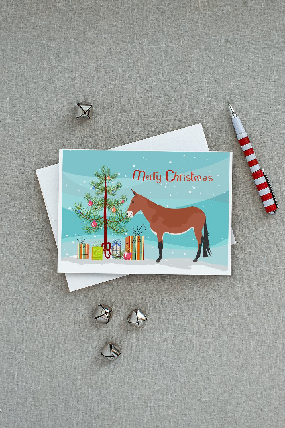 Mule Christmas Greeting Cards Pack of 8 Blank Cards with Envelopes Whimsical A7 Size 5x7