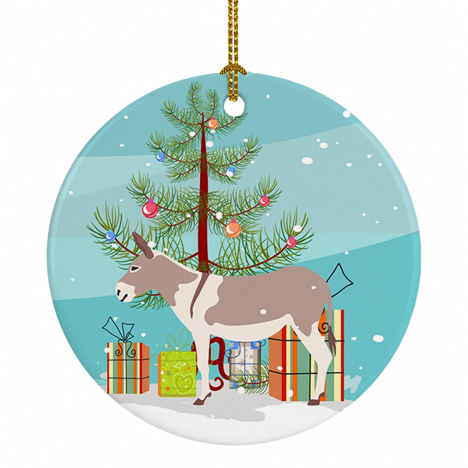 Australian Teamster Donkey Christmas Ceramic Ornament Christmas Tree Hanging Decorations for Home Christmas Holiday, Party, Gift, 3 in, Multicolor