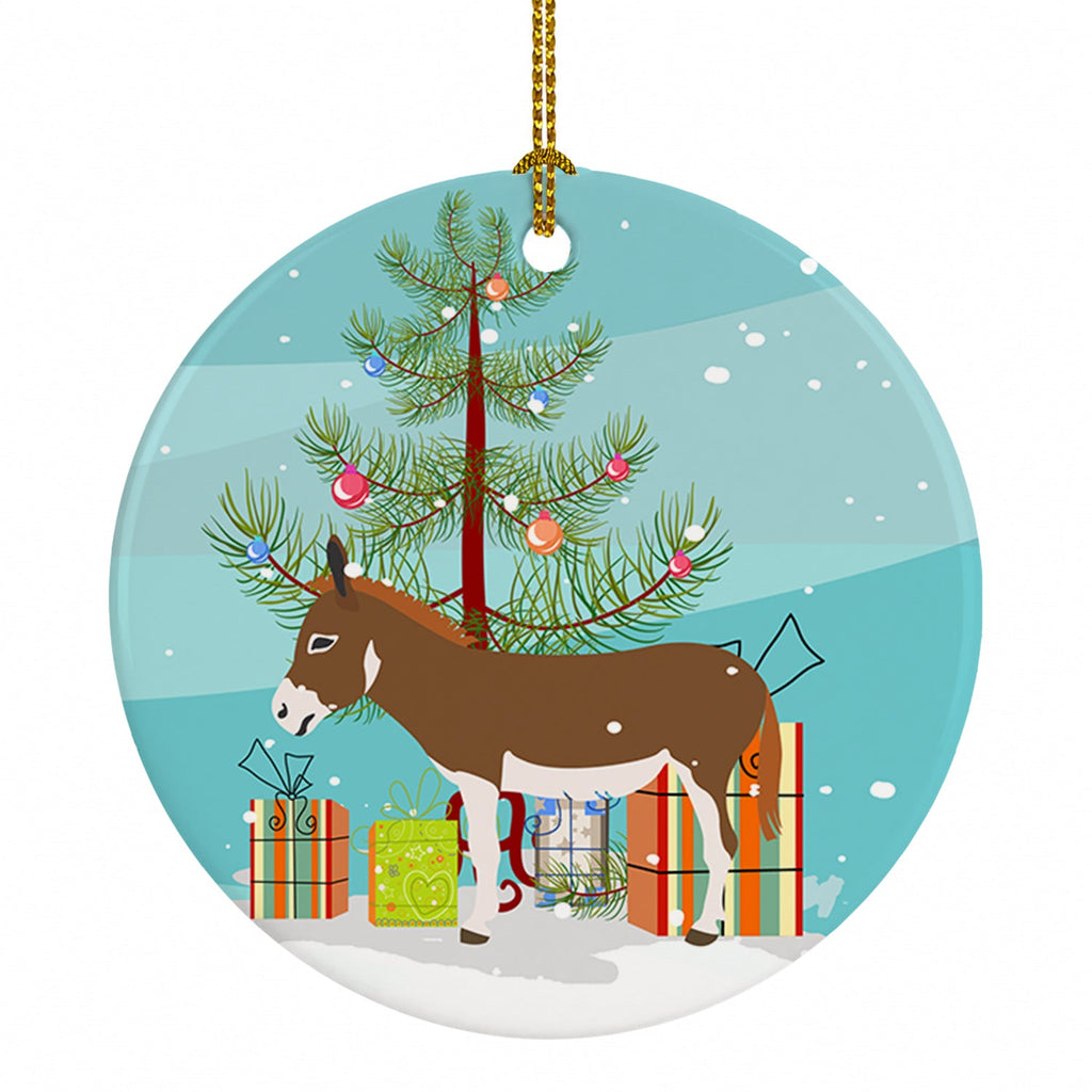 Miniature Mediterranian Donkey Christmas Ceramic Ornament Christmas Tree Hanging Decorations for Home Christmas Holiday, Party, Gift, 3 in, Multicolor