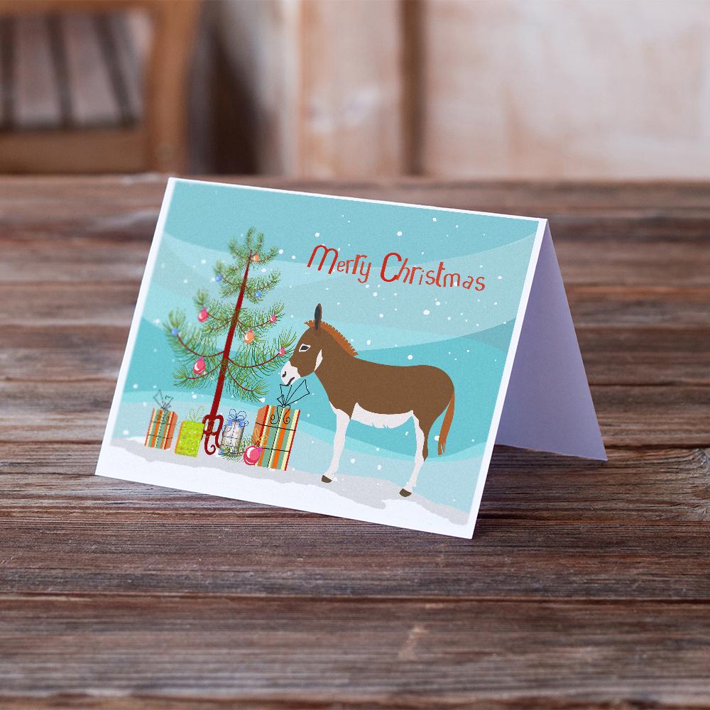 Miniature Mediterranian Donkey Christmas Greeting Cards Pack of 8 Blank Cards with Envelopes Whimsical A7 Size 5x7
