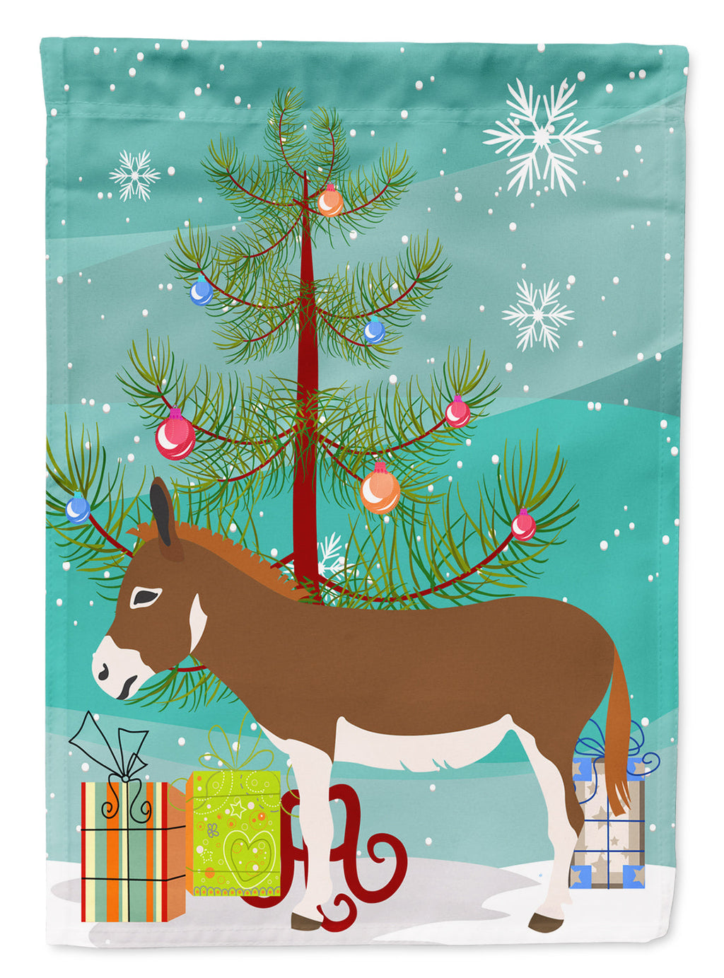 Miniature Mediterranian Donkey Christmas Garden Flag Mailbox Decorative Yard Banner Outside Patio Artwork for Flower Beds, Garden Size, Multicolor