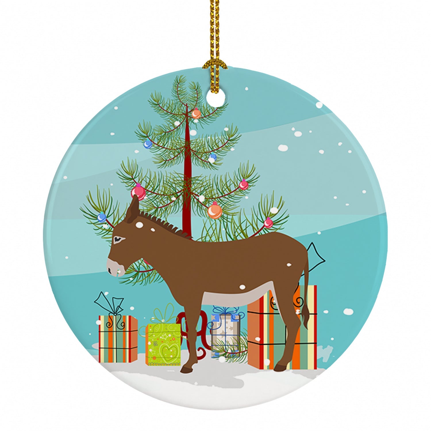 Cotentin Donkey Christmas Ceramic Ornament Christmas Tree Hanging Decorations for Home Christmas Holiday, Party, Gift, 3 in, Multicolor