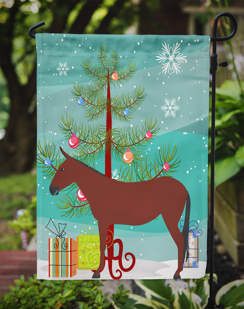Hinny Horse Donkey Christmas Garden Flag Mailbox Decorative Yard Banner Outside Patio Artwork for Flower Beds, Garden Size, Multicolor