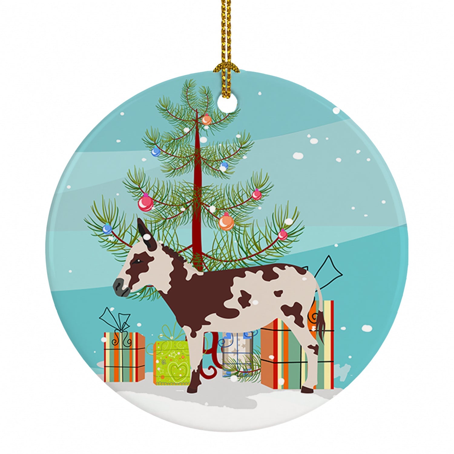 American Spotted Donkey Christmas Ceramic Ornament Christmas Tree Hanging Decorations for Home Christmas Holiday, Party, Gift, 3 in, Multicolor