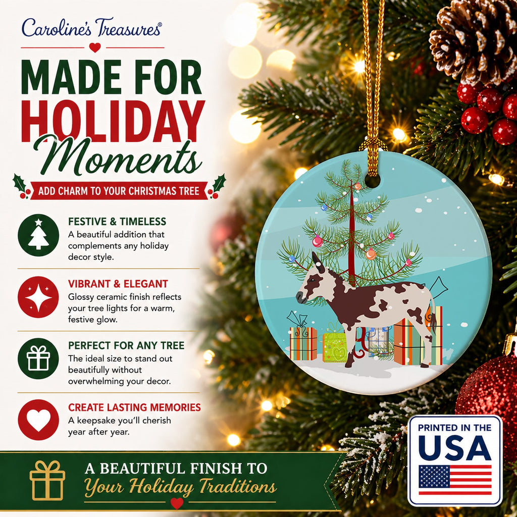 American Spotted Donkey Christmas Ceramic Ornament Christmas Tree Hanging Decorations for Home Christmas Holiday, Party, Gift, 3 in, Multicolor