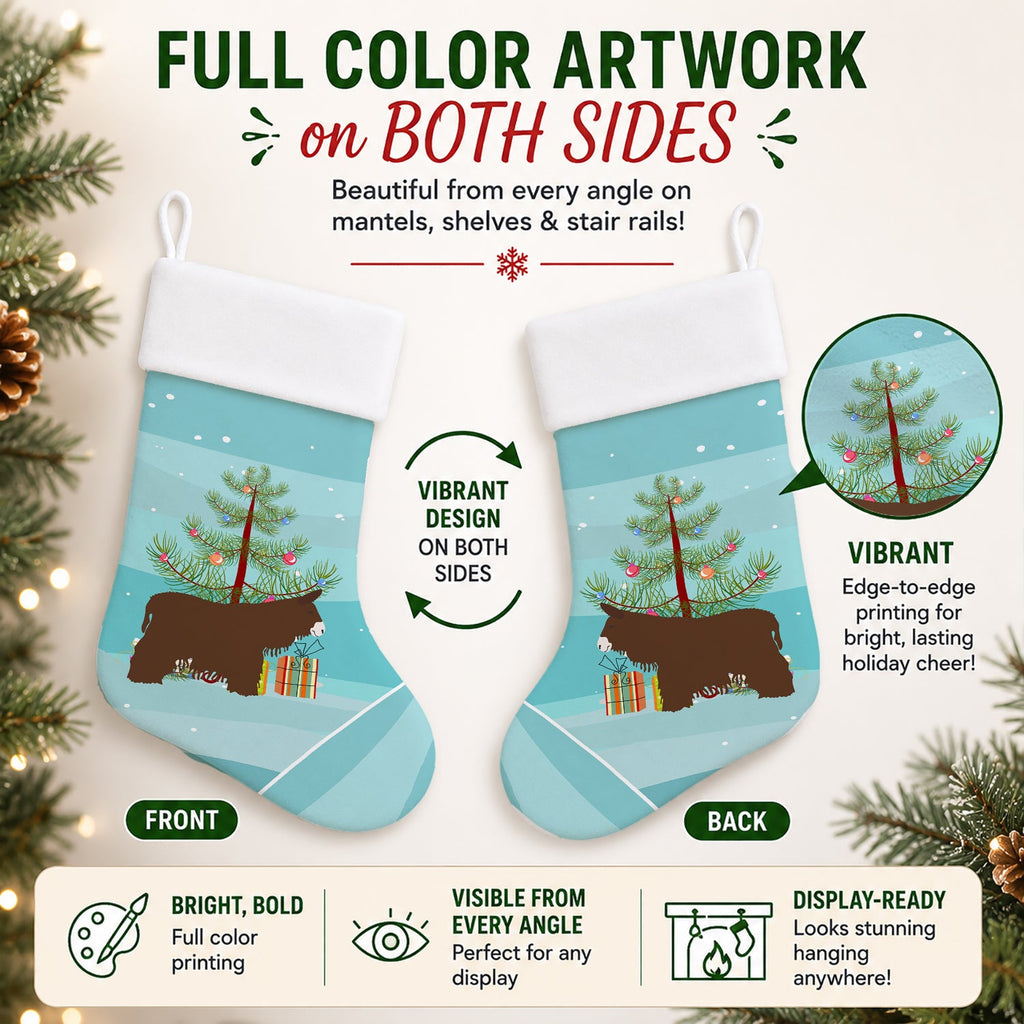 Poitou Poiteuin Donkey Christmas Holiday Stocking Double-Sided Print, Polyester Suede,11x18, Made in USA