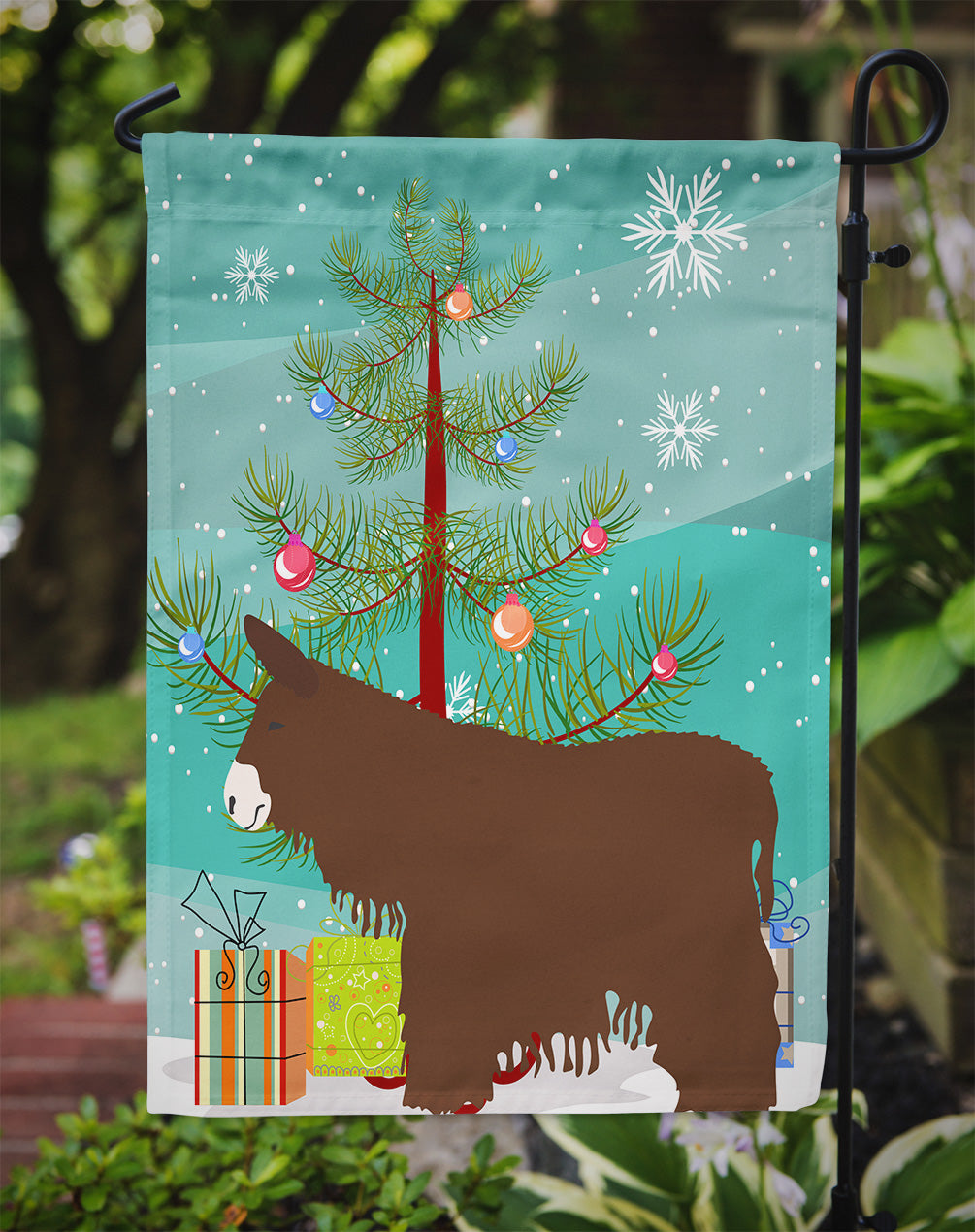 Poitou Poiteuin Donkey Christmas Garden Flag Mailbox Decorative Yard Banner Outside Patio Artwork for Flower Beds, Garden Size, Multicolor