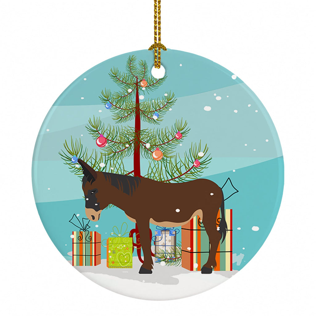Zamorano-Leones Donkey Christmas Ceramic Ornament Christmas Tree Hanging Decorations for Home Christmas Holiday, Party, Gift, 3 in, Multicolor