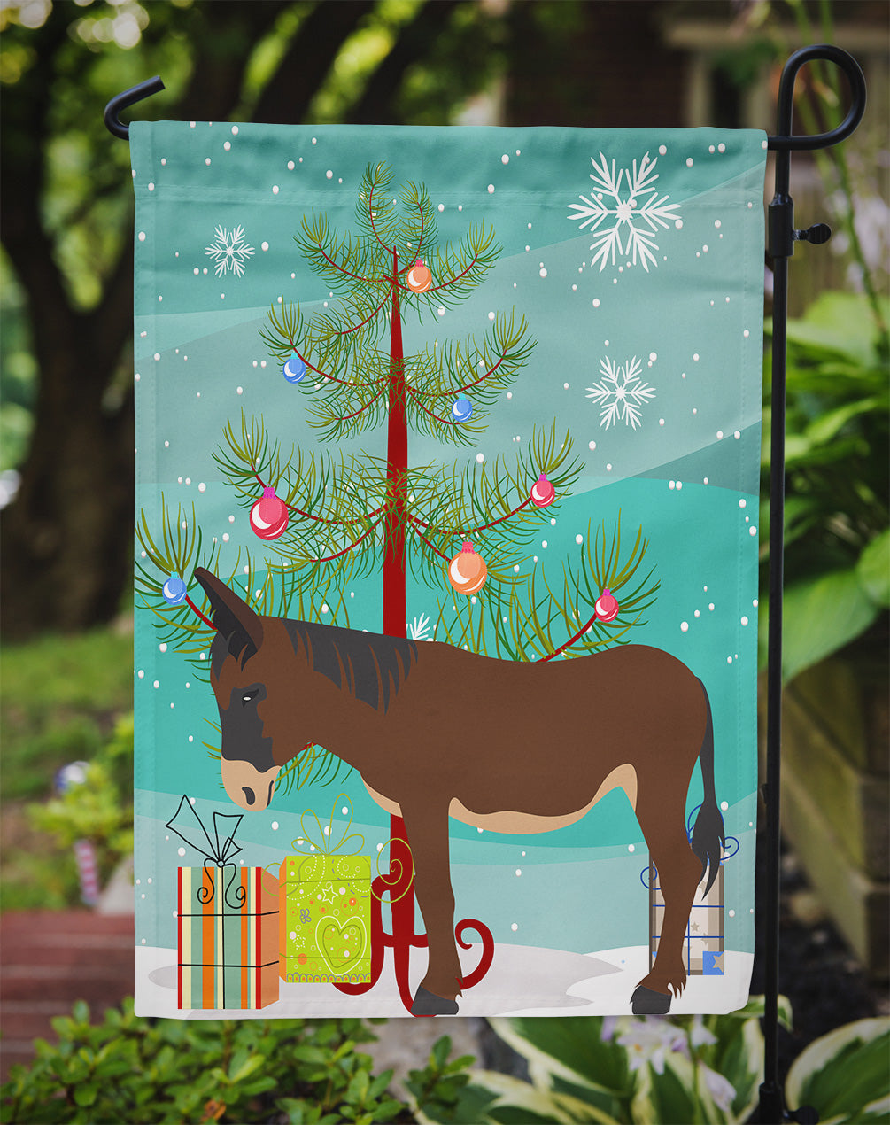 Zamorano-Leones Donkey Christmas Garden Flag Mailbox Decorative Yard Banner Outside Patio Artwork for Flower Beds, Garden Size, Multicolor