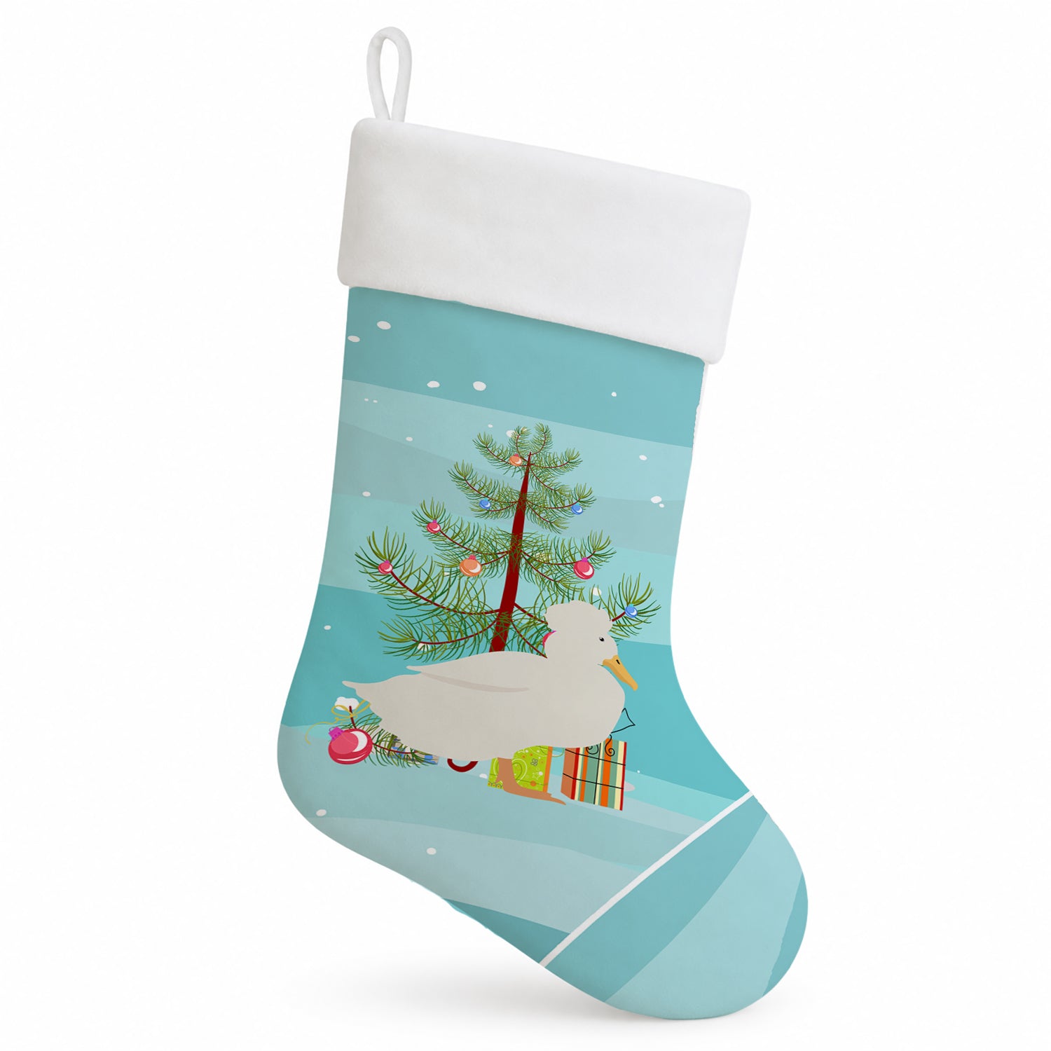 Crested Duck Christmas Holiday Stocking Double-Sided Print, Polyester Suede,11x18, Made in USA