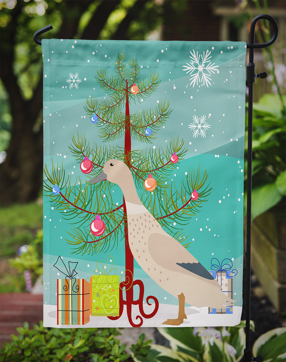 West Harlequin Duck Christmas Garden Flag Mailbox Decorative Yard Banner Outside Patio Artwork for Flower Beds, Garden Size, Multicolor
