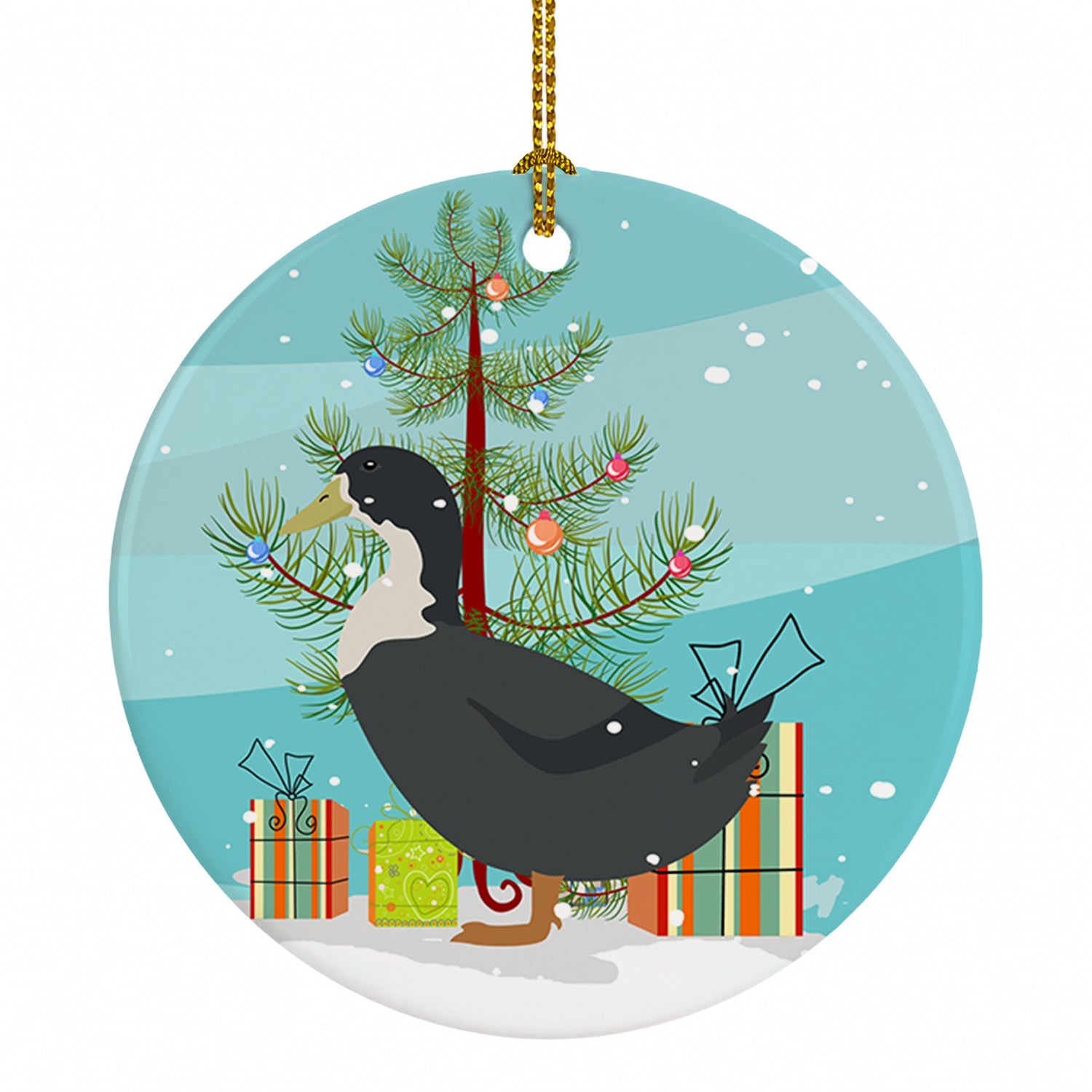 Blue Swedish Duck Christmas Ceramic Ornament Christmas Tree Hanging Decorations for Home Christmas Holiday, Party, Gift, 3 in, Multicolor