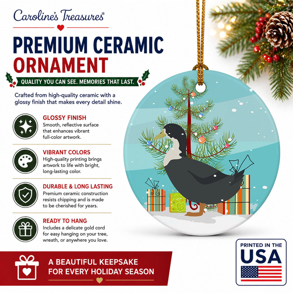 Blue Swedish Duck Christmas Ceramic Ornament Christmas Tree Hanging Decorations for Home Christmas Holiday, Party, Gift, 3 in, Multicolor