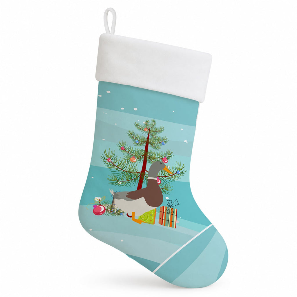Saxony Sachsenente Duck Christmas Holiday Stocking Double-Sided Print, Polyester Suede,11x18, Made in USA