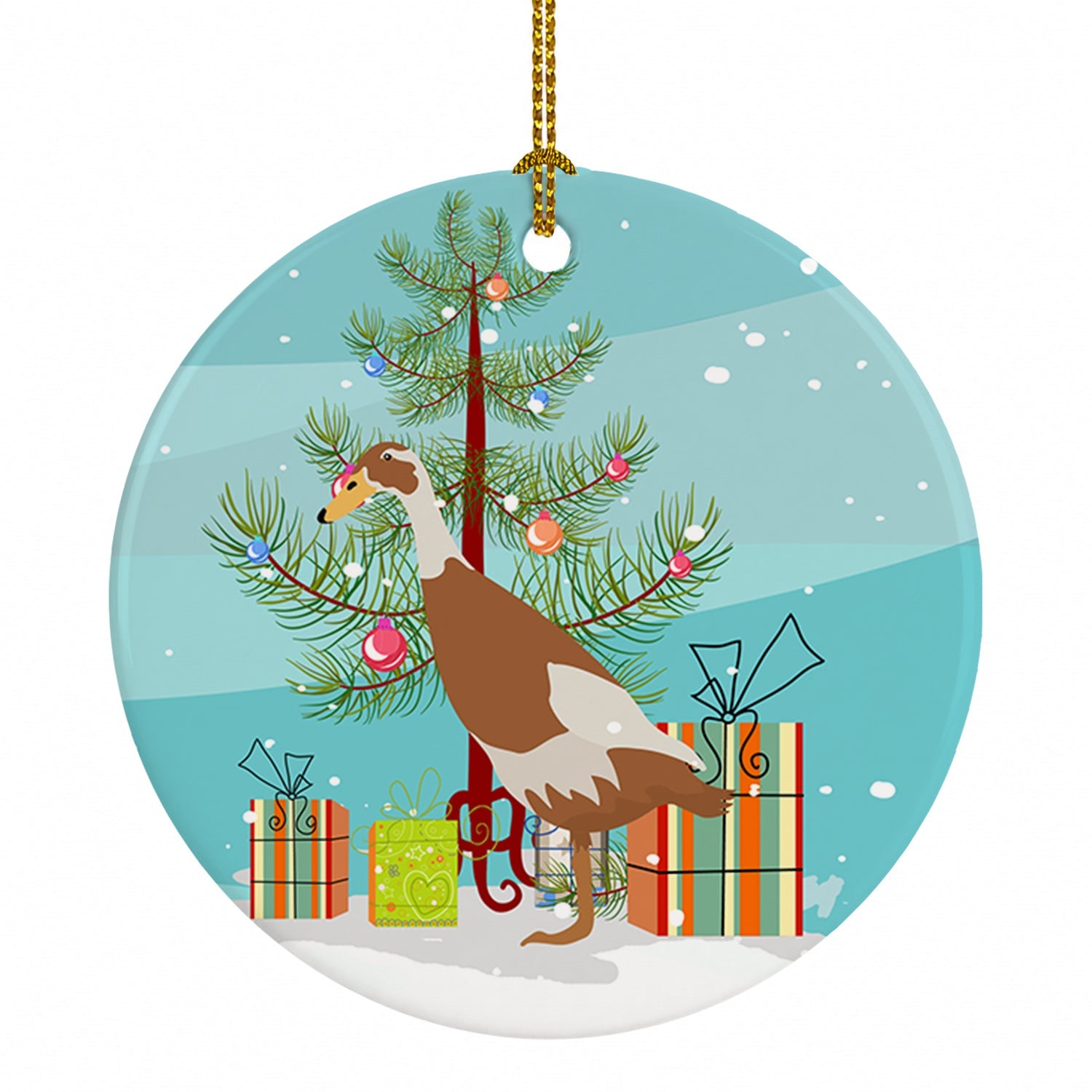 Indian Runner Duck Christmas Ceramic Ornament Christmas Tree Hanging Decorations for Home Christmas Holiday, Party, Gift, 3 in, Multicolor