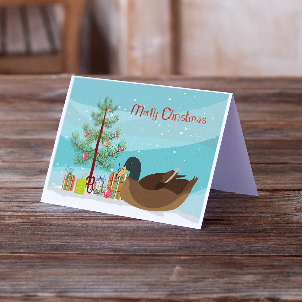 Khaki Campbell Duck Christmas Greeting Cards Pack of 8 Blank Cards with Envelopes Whimsical A7 Size 5x7