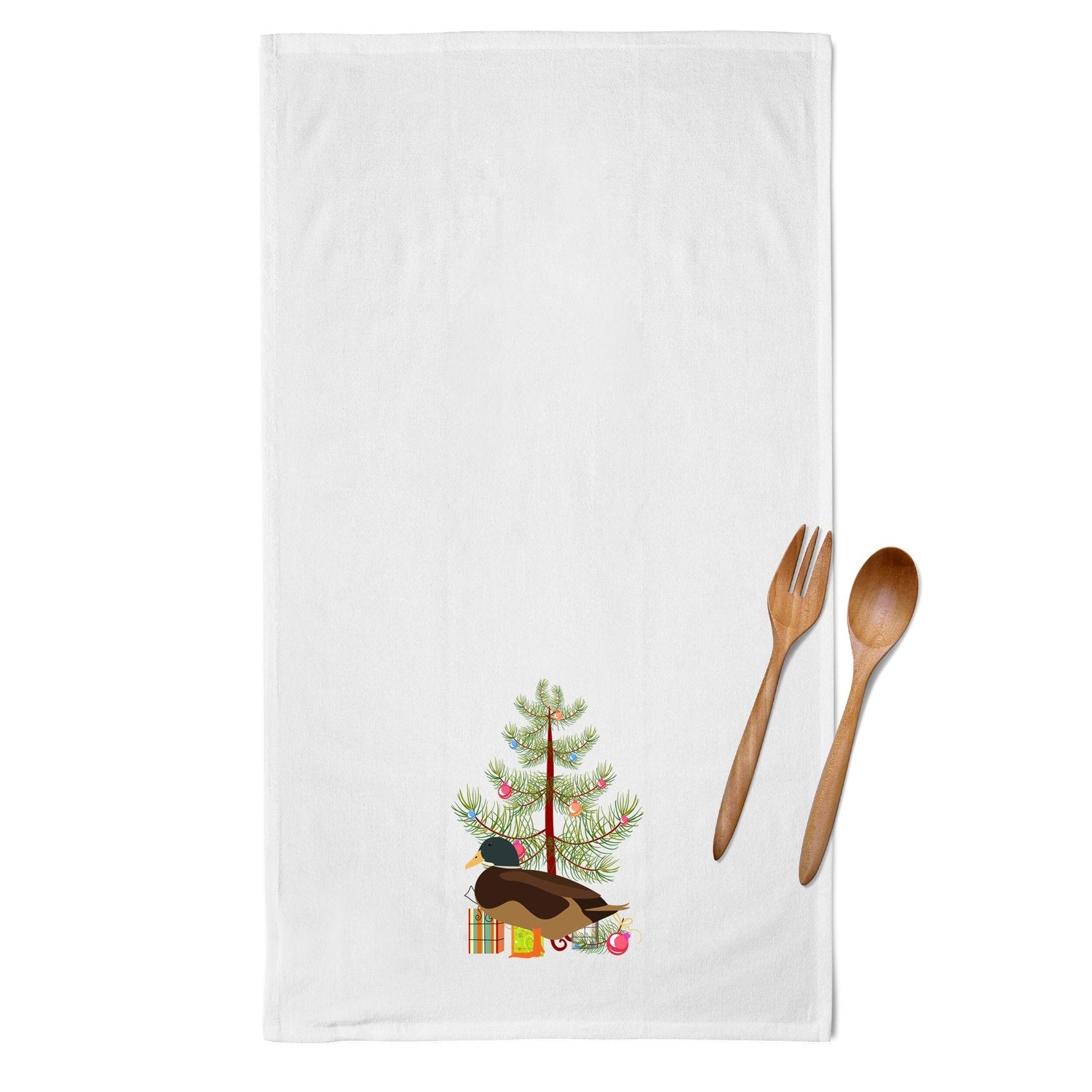 Silver Bantam Duck Christmas Kitchen Towel Set of 2 White Dish Towels Decorative Bathroom Hand towel for Hand, Face, Hair, Yoga, Tea, Dishcloth, 19 X 28", White