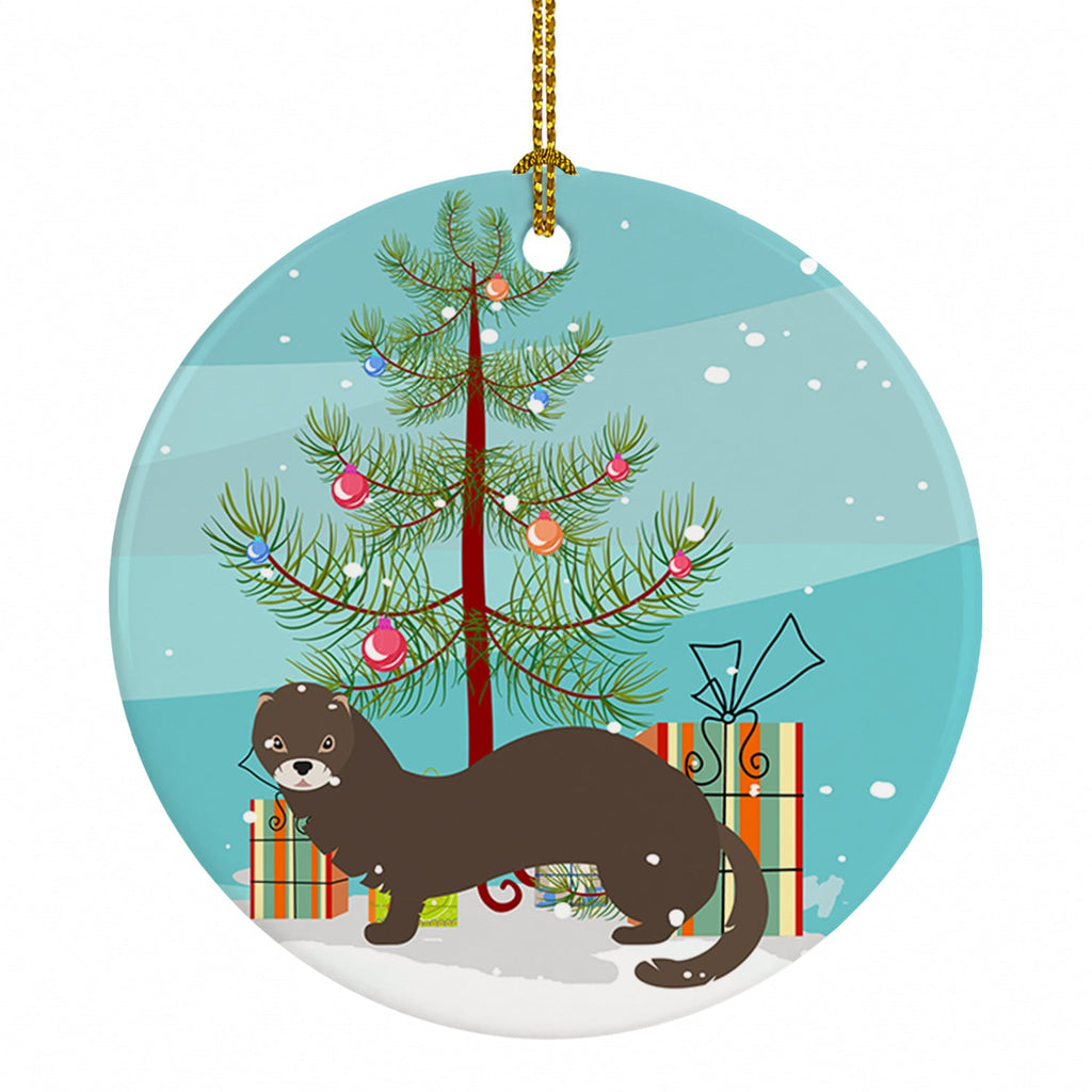 Russian or European Mink Christmas Ceramic Ornament Christmas Tree Hanging Decorations for Home Christmas Holiday, Party, Gift, 3 in, Multicolor